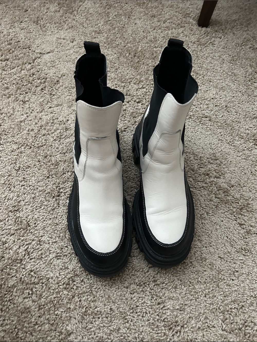 Marc Fisher Women’s Black and White Chelsea Boots, Size 8 M